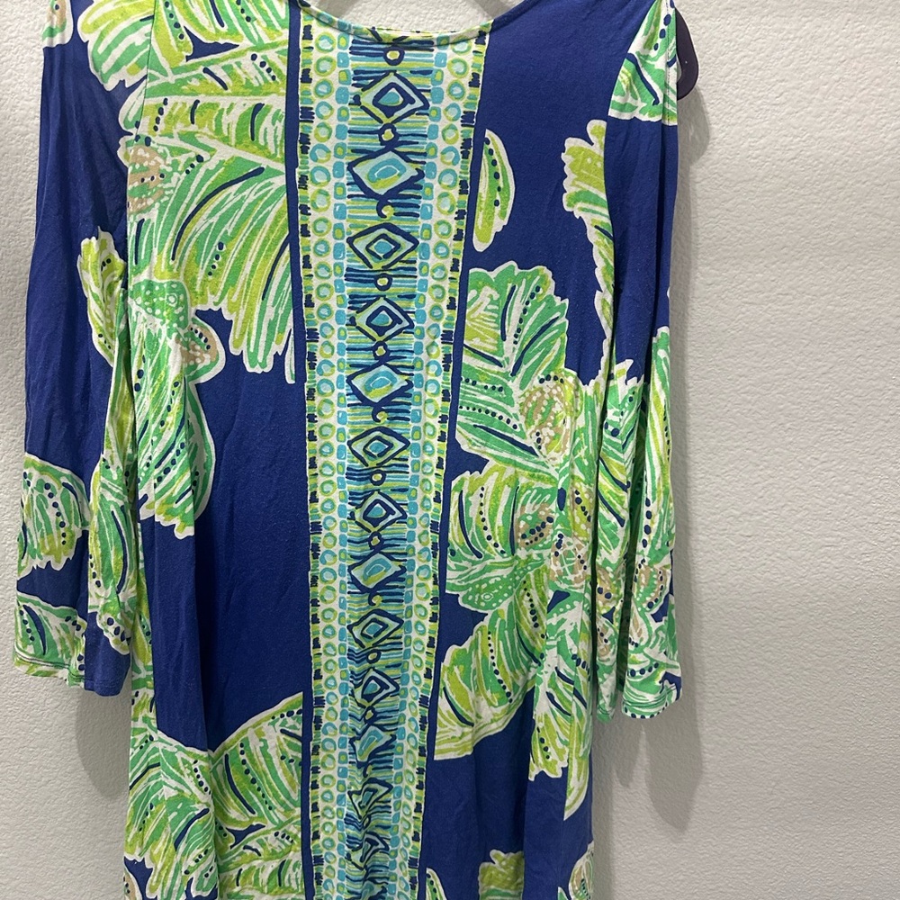 Blue and Green Patterned Women's Top